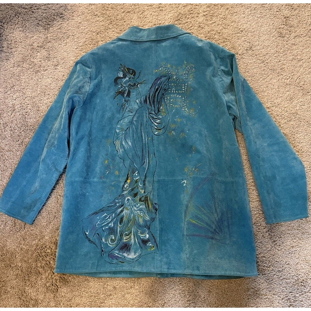 Look East Suede Teal Blue Jacket Geisha Asian  Size 1X